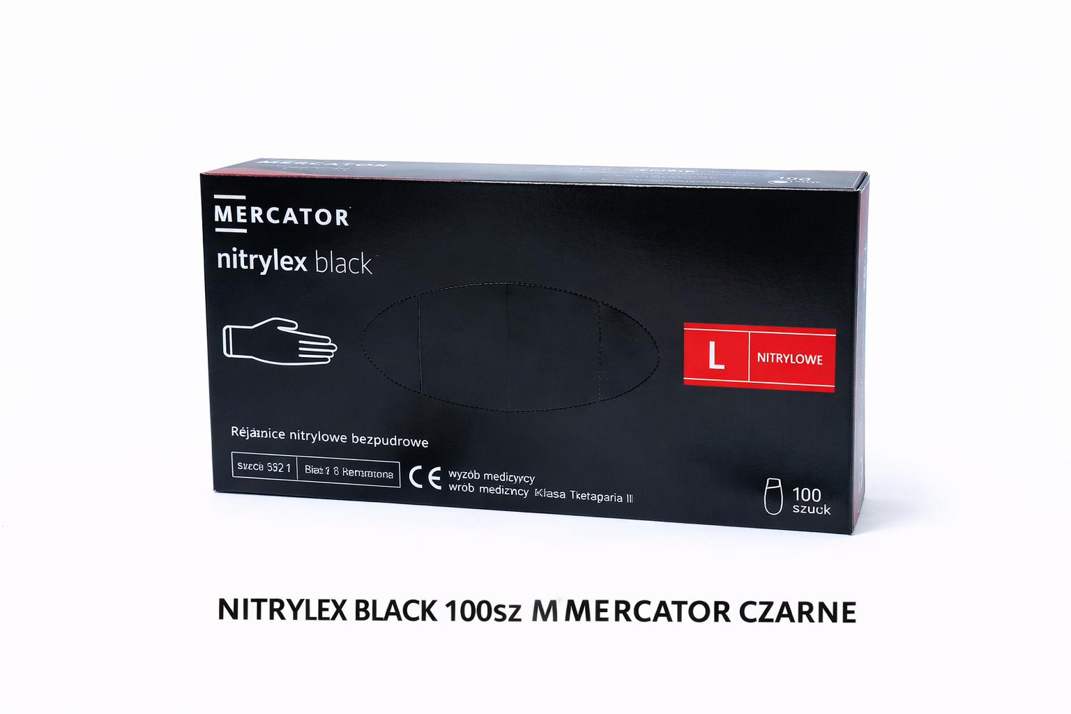 Rękawice RĘKAWICZKI nitrylowe mocne NITRYLEX BLACK 100sz MERCATOR CZARNE