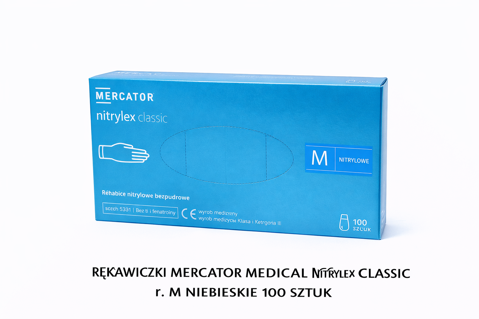 Rękawiczki Mercator Medical Nitrylex Classic r. M niebieskie 100 sztuk
